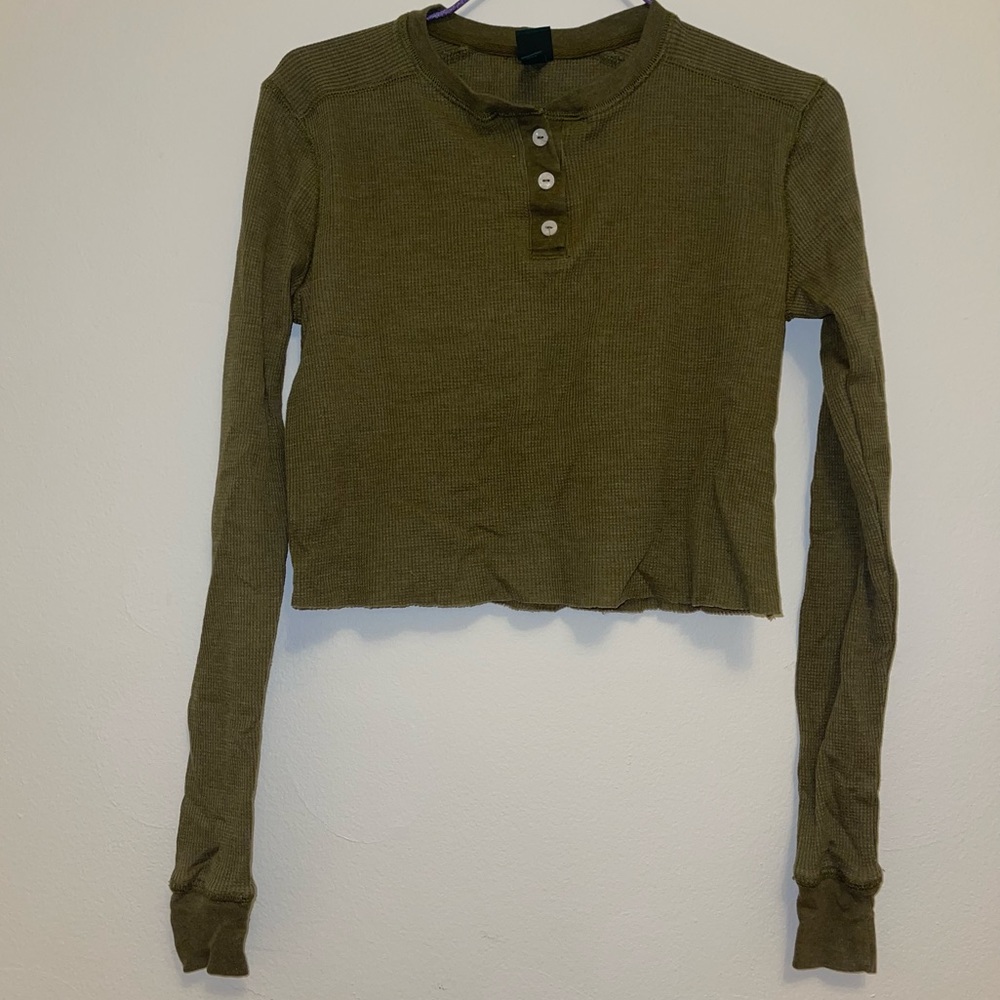 Wild Fable waffle green crop top